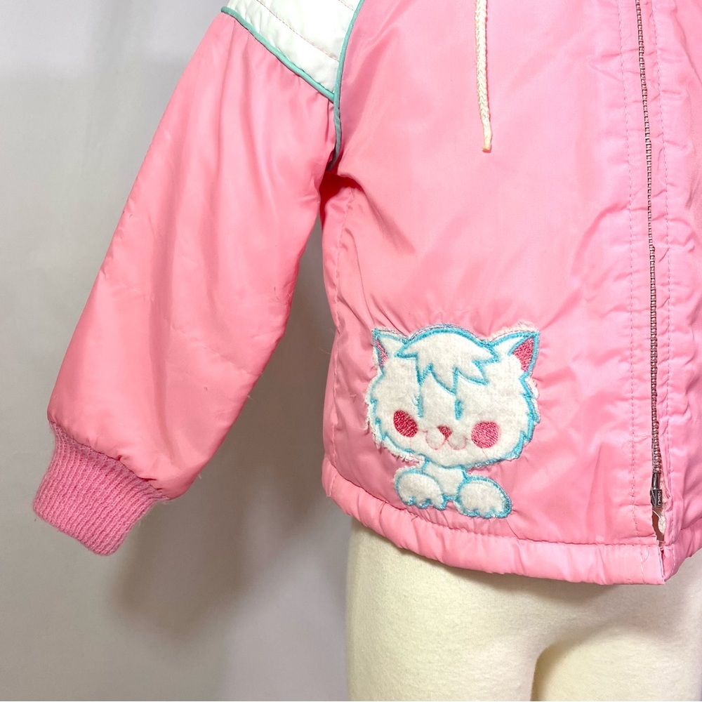 Girl’s Sears Vintage 80’s Pink Kitty Coat 3T 4T Winter Cat Jacket - Picture 3 of 10